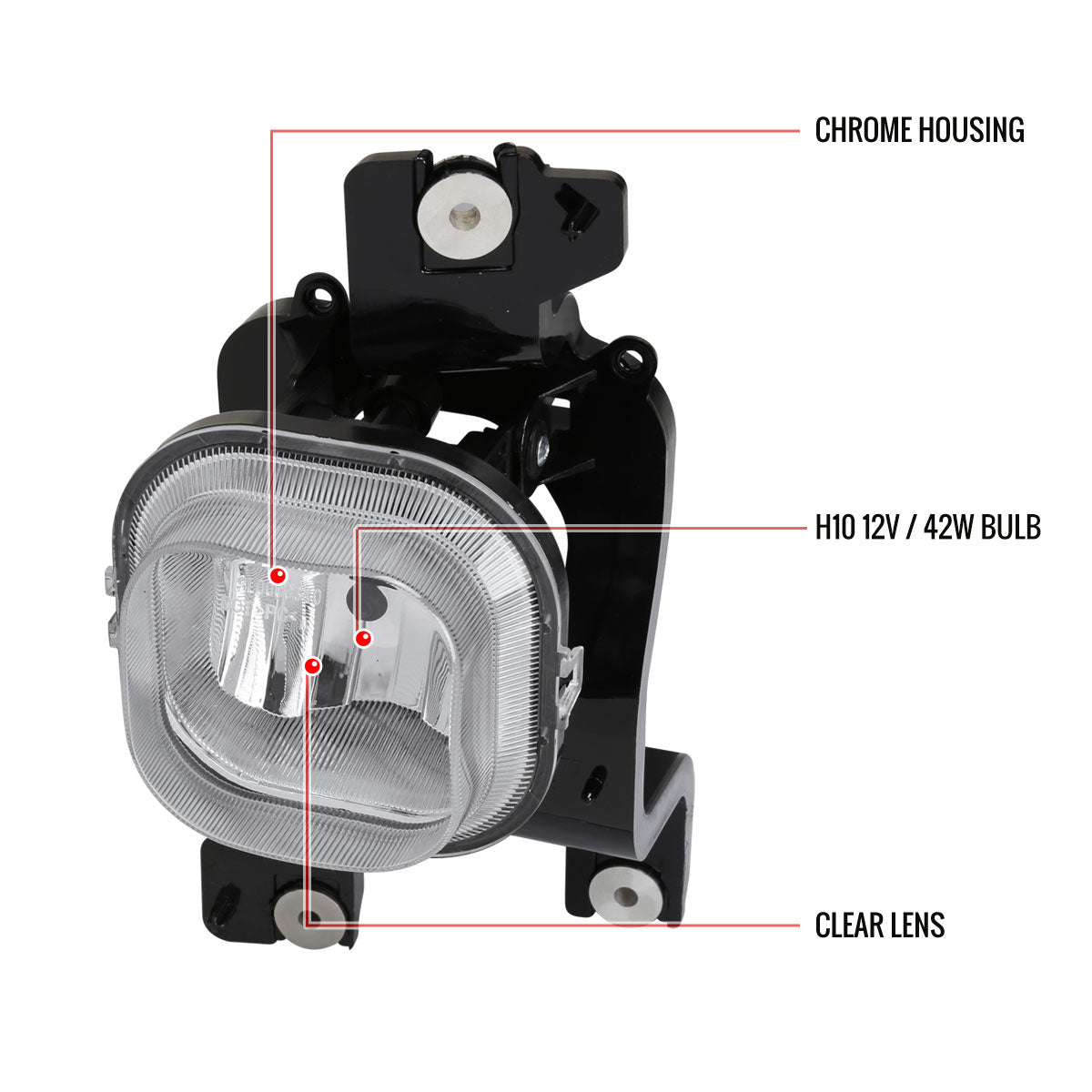 2008-2010 Ford F-250/F-350/F-450/F-550 Super Duty H10 Fog Lights (Chrome Housing/Clear Lens)