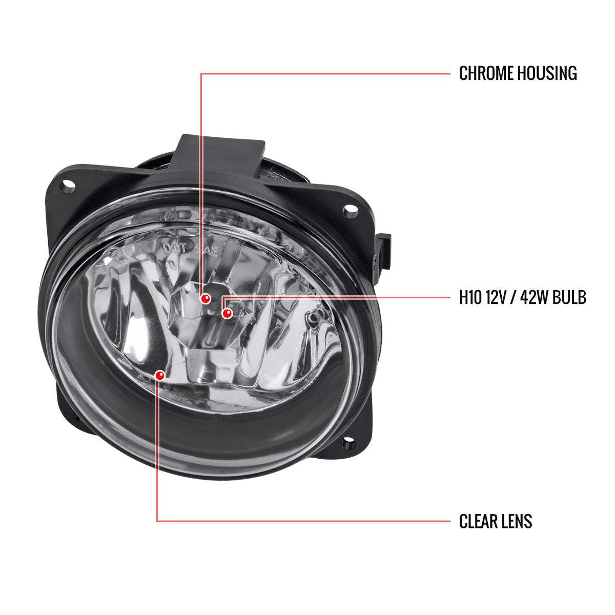 2005-2007 Ford Escape/ 2000-2004 Focus SVT H10 Fog Lights Kit (Chrome Housing/Clear Lens)
