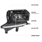 2014-2016 Toyota Highlander H16 Fog Lights Kit w/ LED Light Strip (Chrome Housing/Clear Lens)