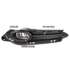 2016-2018 Honda HR-V/Vezel 12V/35W H8 Fog Lights Kit w/ Black Bezels (Chrome Housing/Clear Lens)