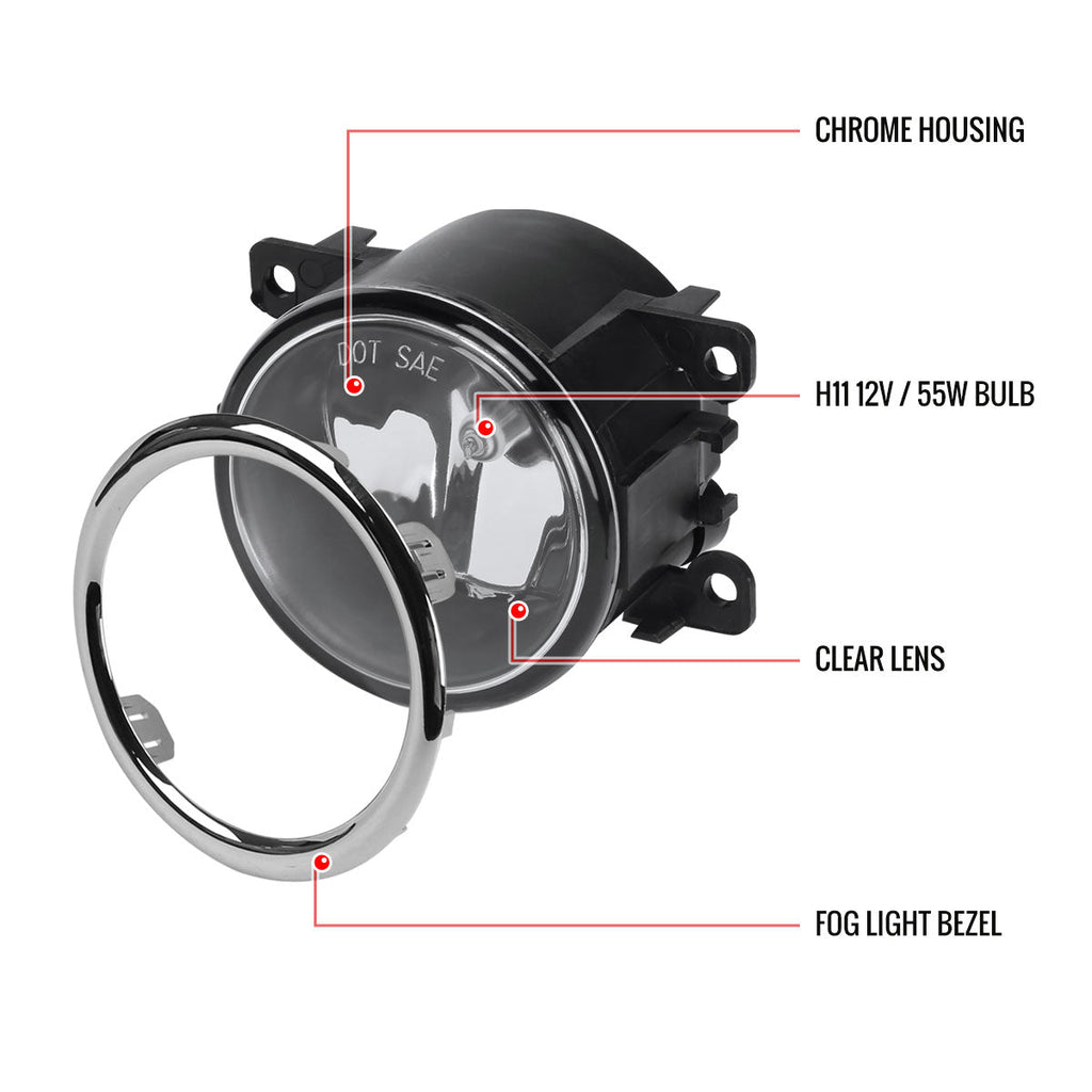 2012-2015 Honda Pilot H11 Fog Lights Kit (Chrome Housing/Clear Lens)
