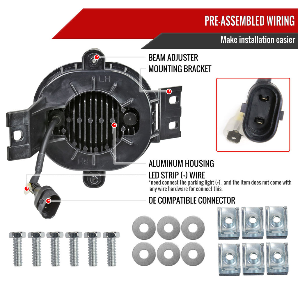2002-2008 Dodge RAM 1500/2003-2009 RAM 2500/3500/2004-2006 Durango LED Fog Lights Kit (Glossy Black Housing/Clear Lens)