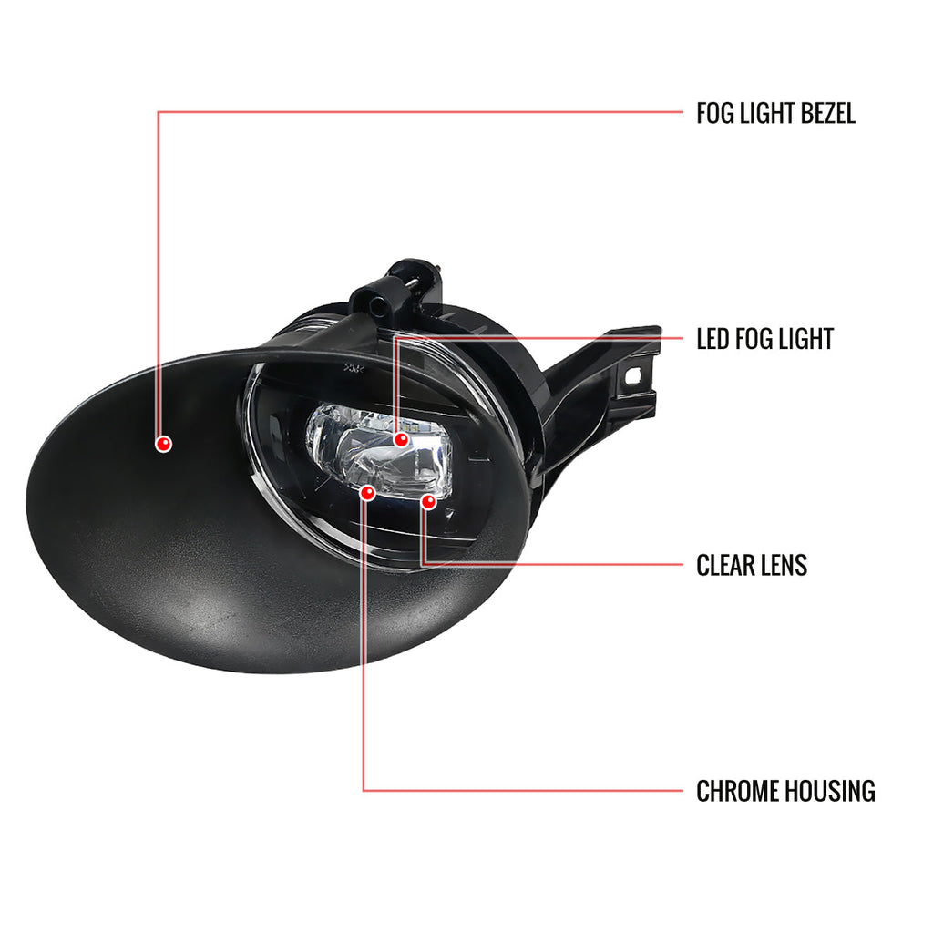 2002-2009 Dodge RAM LED Projector Fog Lights (Chrome Housing/Clear Lens)