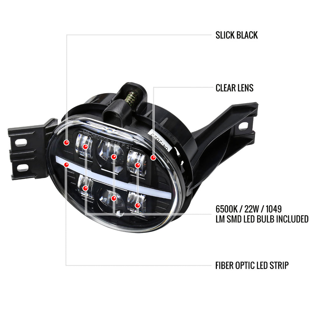 2002-2008 Dodge RAM 1500/2003-2009 RAM 2500/3500/2004-2006 Durango LED Fog Lights Kit (Glossy Black Housing/Clear Lens)