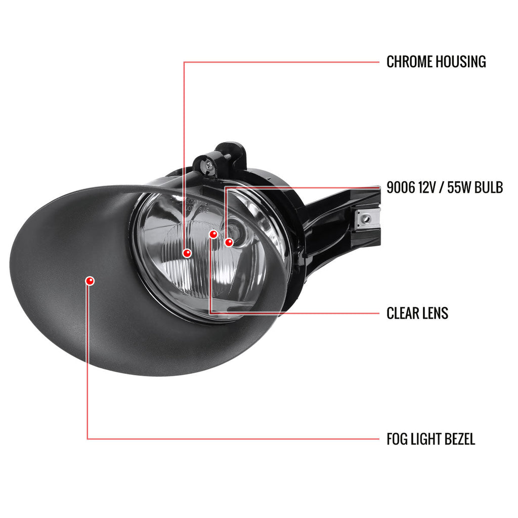 2002-2009 Dodge RAM 1500/2500/3500 9006 Fog Lights (Chrome Housing/Clear Lens)