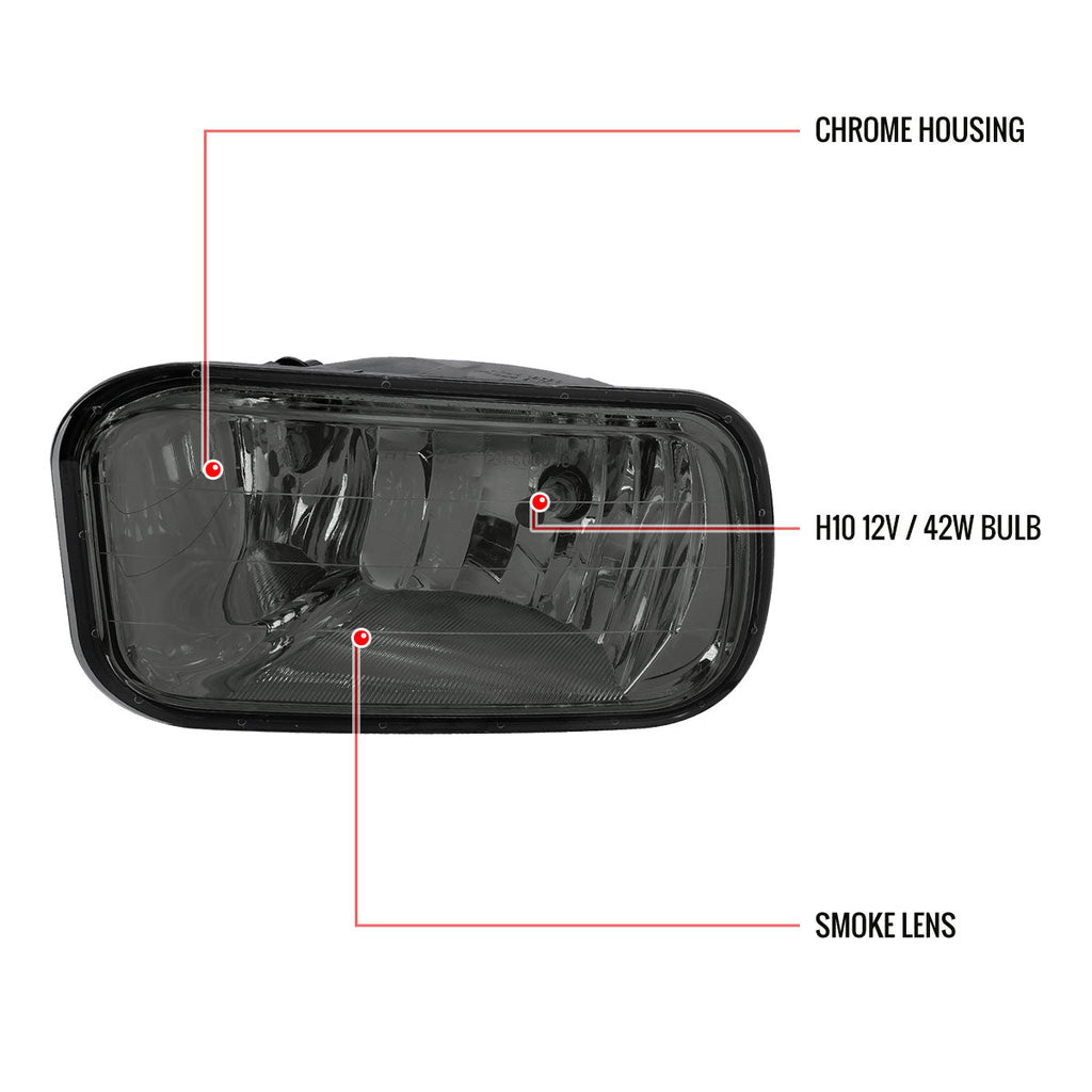 2009-2012 Dodge RAM 1500 / 2010-2018 RAM 2500 3500 H10 Fog Lights (Chrome Housing/Smoked Lens)