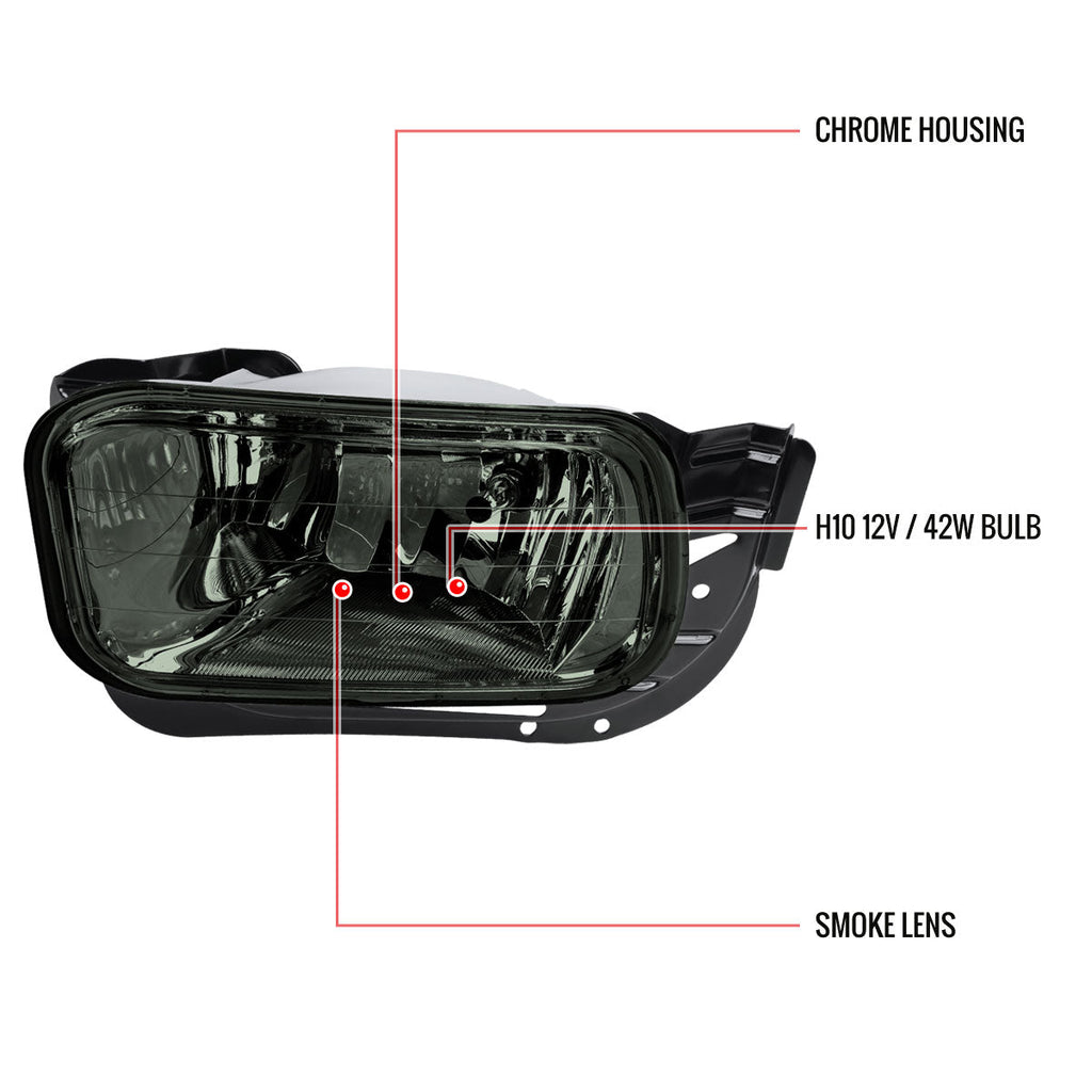 2009-2012 Dodge RAM 1500/ 2010-2018 RAM 2500/3500 H10 Fog Lights (Chrome Housing/Smoked Lens)