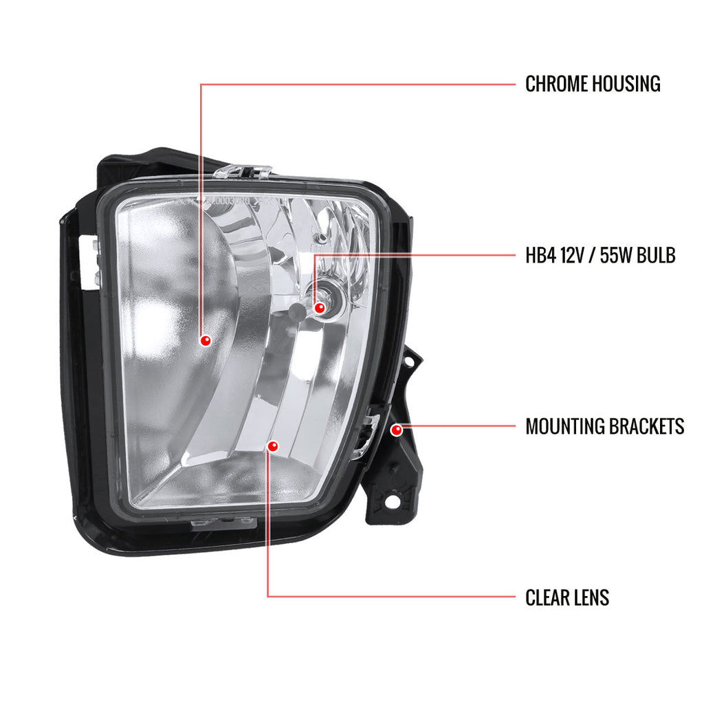 2013-2018 Dodge RAM 1500 9006 Fog Lights Kit (Chrome Housing/Clear Lens)