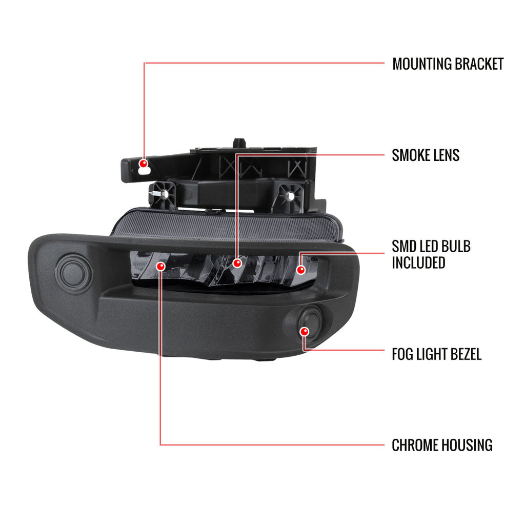 2019-2024 Dodge RAM 1500 LED Fog Lights Kit (Chrome Housing/Smoked Lens)