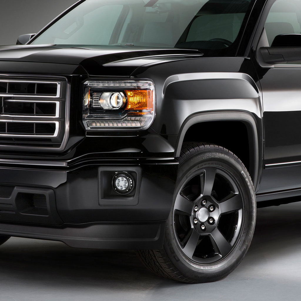 2014-2015 GMC Sierra 1500 LED Fog Lights Kit w/ Switch & Wiring Harness (Chrome Housing/Clear Lens)