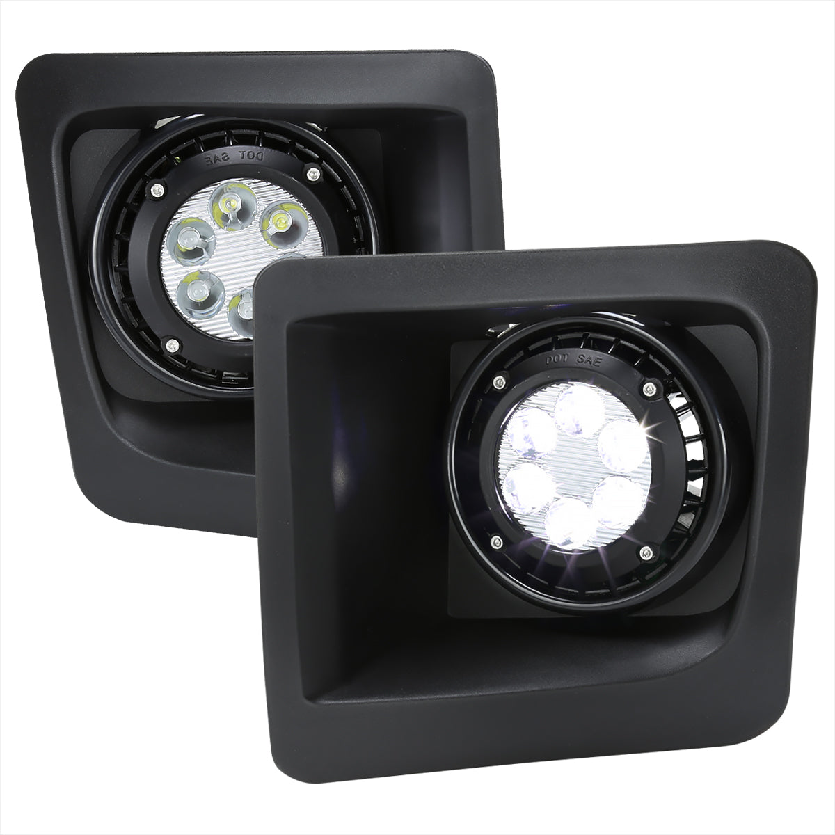 2014-2015 GMC Sierra 1500 LED Fog Lights Kit w/ Switch & Wiring Harness (Chrome Housing/Clear Lens)
