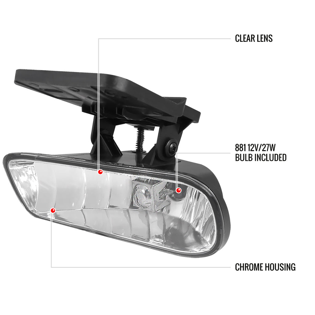 1999-2006 GMC Sierra/Yukon/Yukon XL 12V/27W 881 Fog Lights w/ Mounting Brackets (Chrome Housing/Clear Lens)