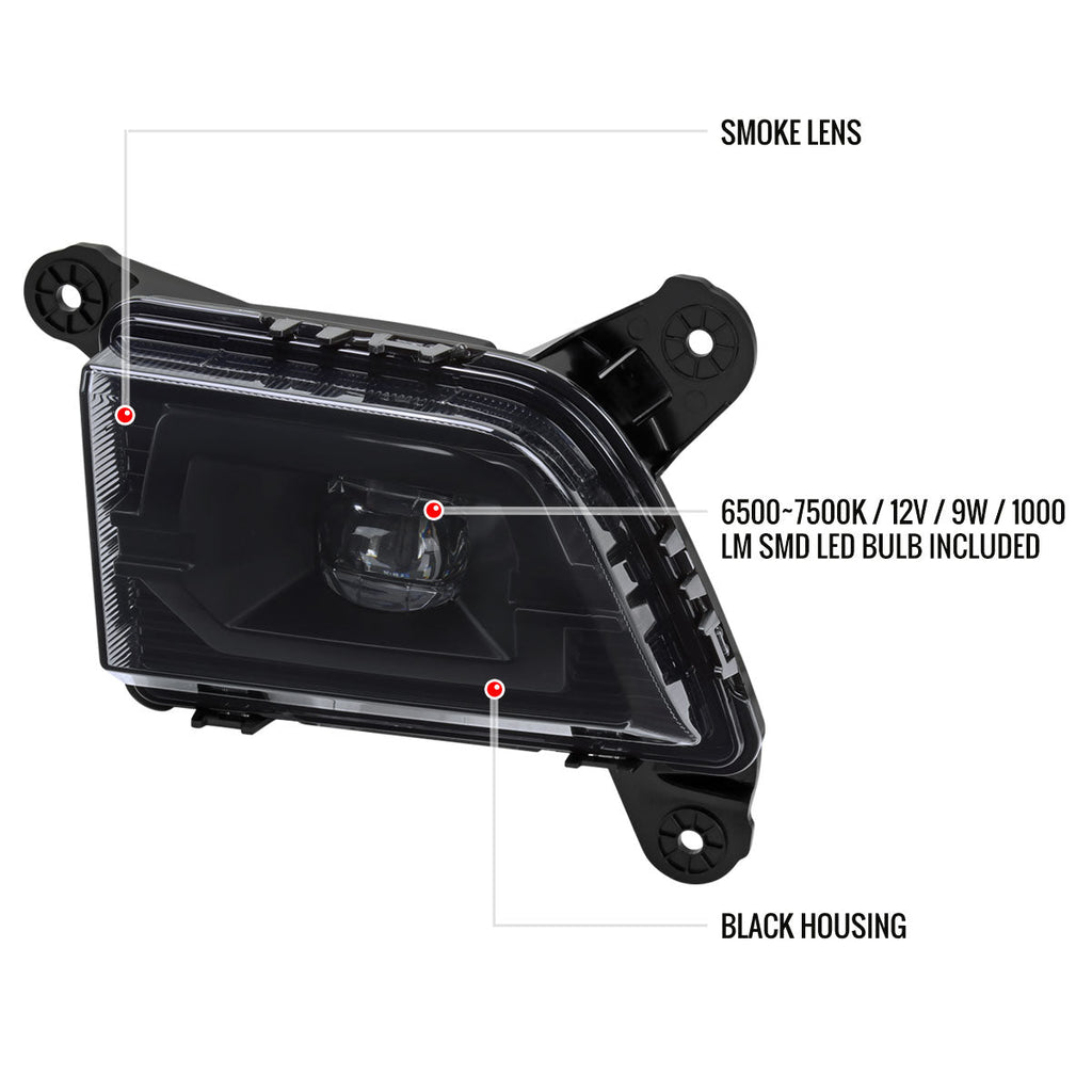 2019-2022 Chevrolet Silverado 1500 LED Fog Lights Kit (Chrome Housing/Smoked Lens)