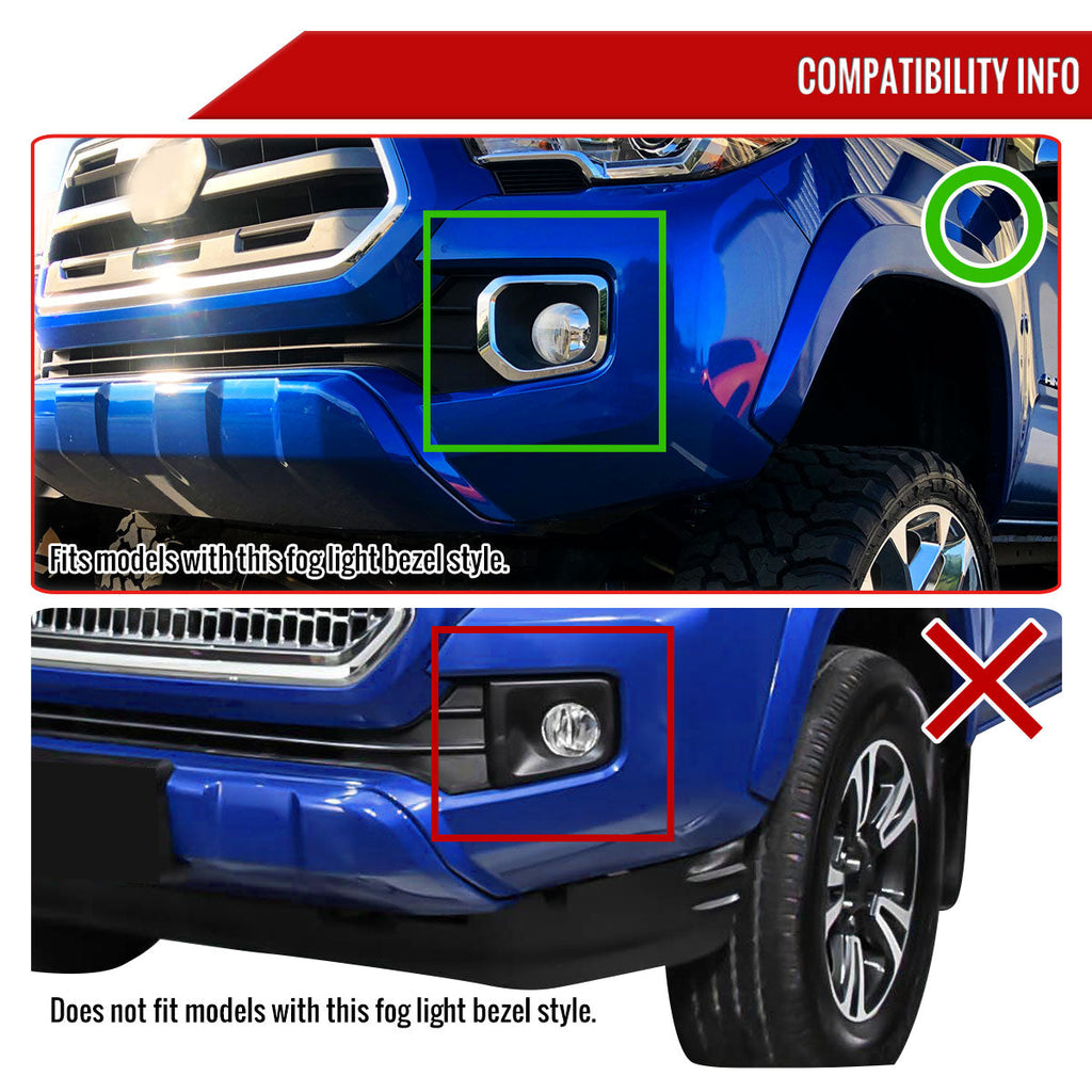 2016-2022 Toyota Tacoma H16 Chrome Bezel Fog Lights Kit (Chrome Housing/Clear Lens)