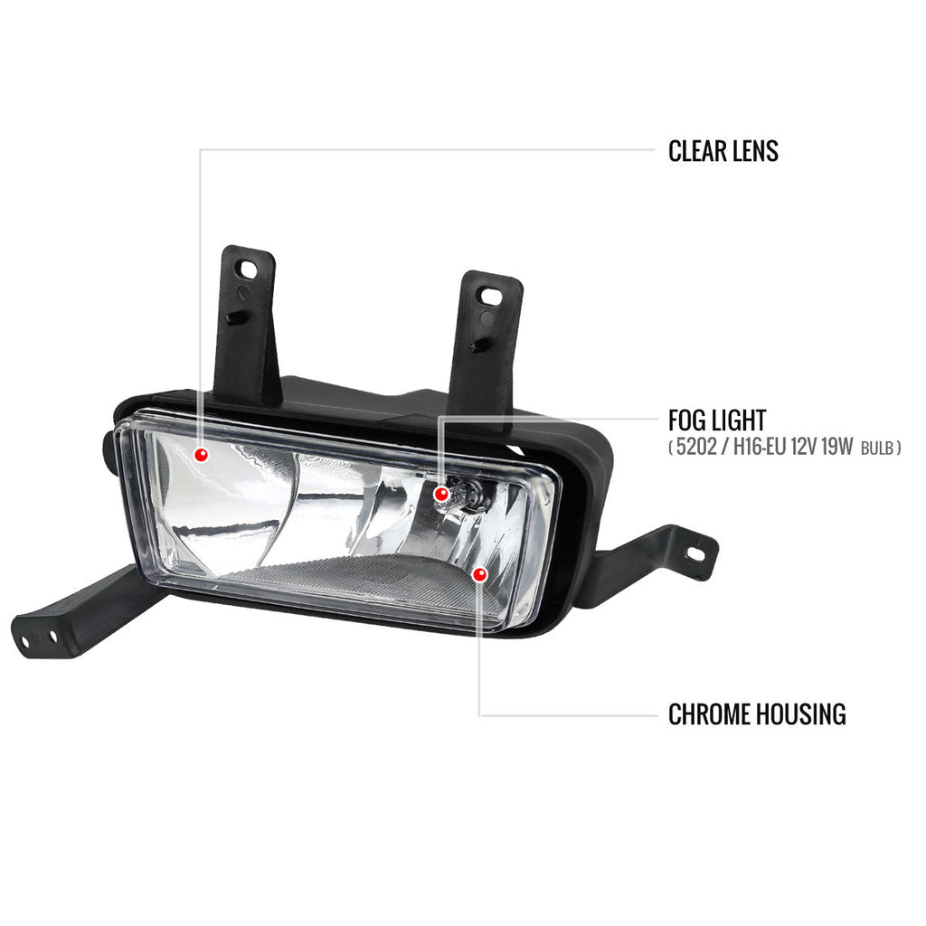 2015-2020 Chevrolet Tahoe/Suburban GMC Yukon/Yukon XL H8 Fog Lights Kit (Chrome Housing/Clear Lens)