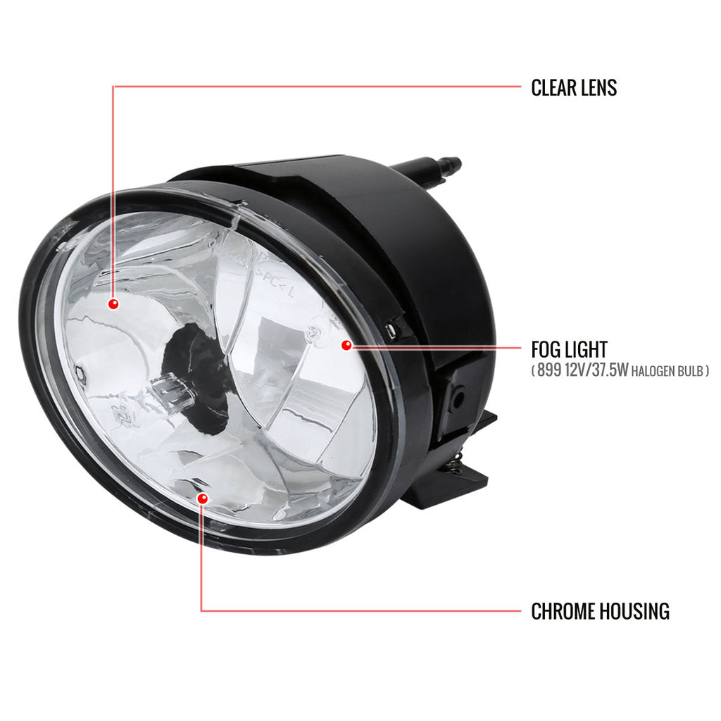 2004-2015 Nissan Titan/ 2005-2007 Armada Bumper Fog Lights (Chrome Housing/Clear Lens)