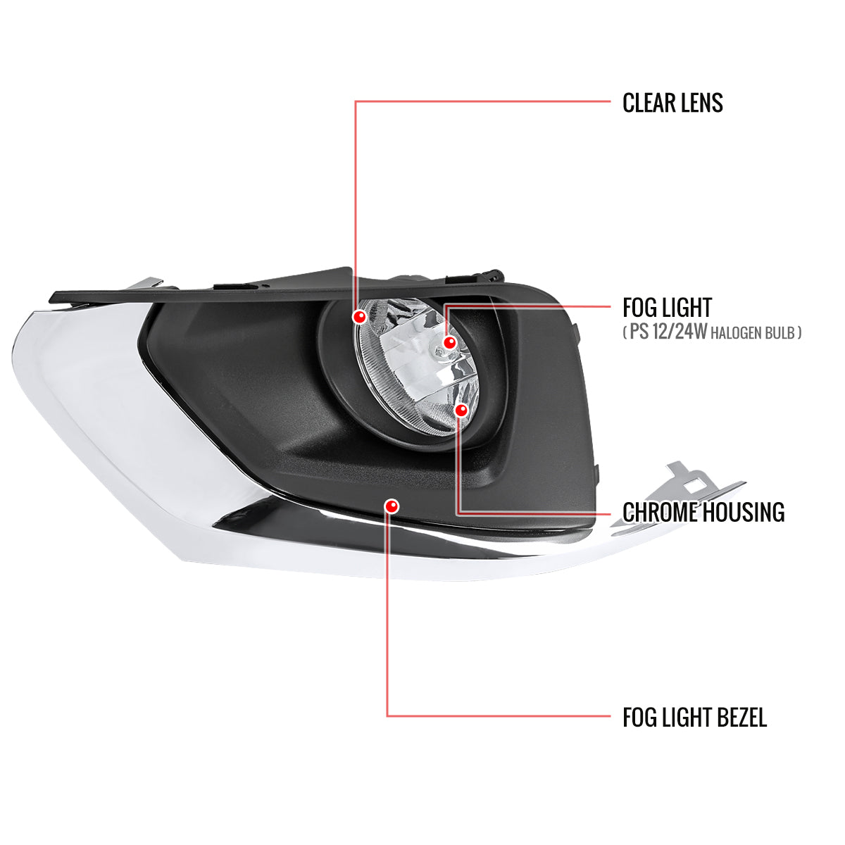 2018-2021 Chevrolet Traverse Fog Lights Kit (Chrome Housing/Clear Lens)