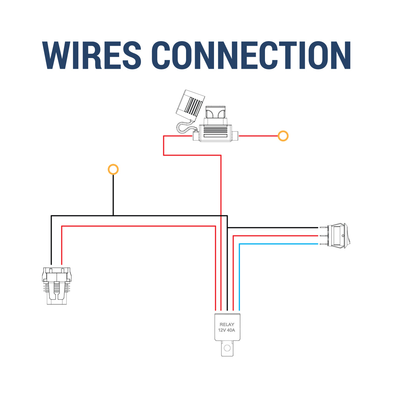 Universal 9' 12 Gauge Fog Lights Wiring Harness Kit w/ 1 Connector, Fuse, On/Off Switch, & Relay