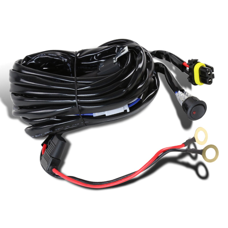 Universal 9' 12 Gauge Fog Lights Wiring Harness Kit w/ 1 Connector, Fuse, On/Off Switch, & Relay