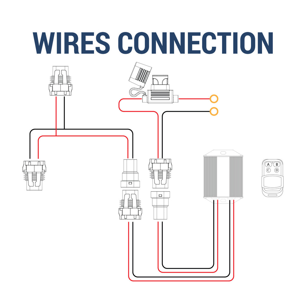 Universal 9' 14 Gauge Fog Lights Wiring Harness Kit w/ 2 Connectors, Fuse, Relay, & Remote