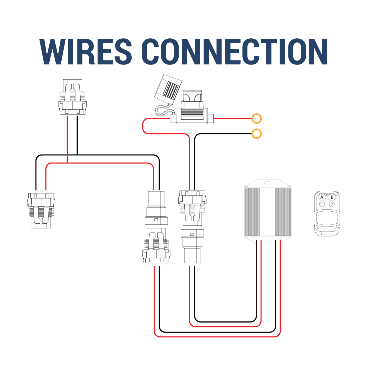 Universal 9' 14 Gauge Fog Lights Wiring Harness Kit w/ 2 Connectors, Fuse, Relay, & Remote