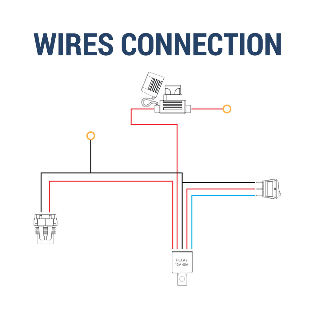 Universal 9' 14 Gauge Fog Lights Wiring Harness Kit w/ 1 Connector, Fuse, On/Off Switch, & Relay