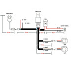 Universal 16 Gauge Off Road LED Work Lights Wiring Harness Kit w/ Dual Relay, Fuse, & On/Off Switch