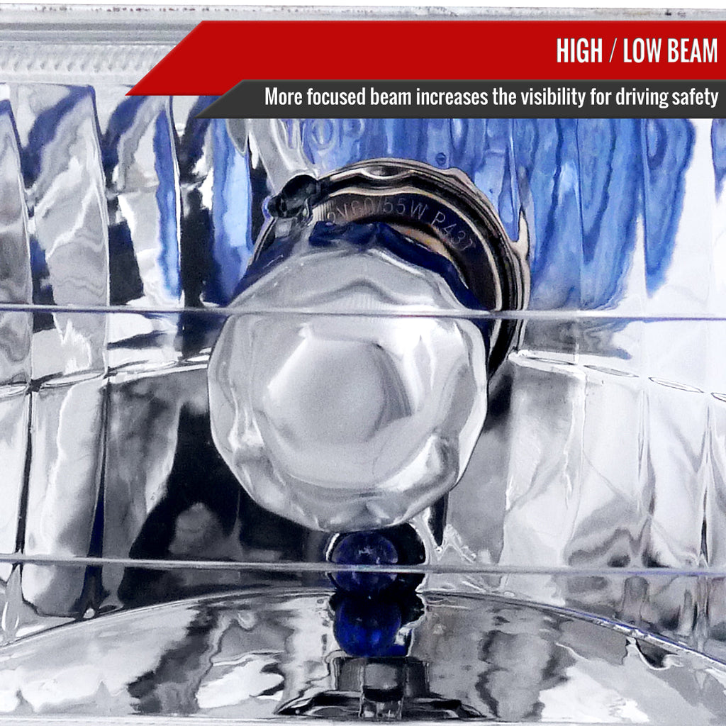 Universal 4"x6" H4 Crystal Headlights (Chrome Housing/Glass Lens)
