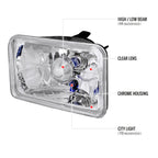 Universal 4"x6" H4 Crystal Headlights (Chrome Housing/Glass Lens)
