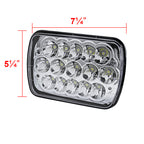 Universal 7"x6" 15-LED Sealed Beam Headlights w/ H4 Plug (Black Aluminum Housing/PMMA Lens)