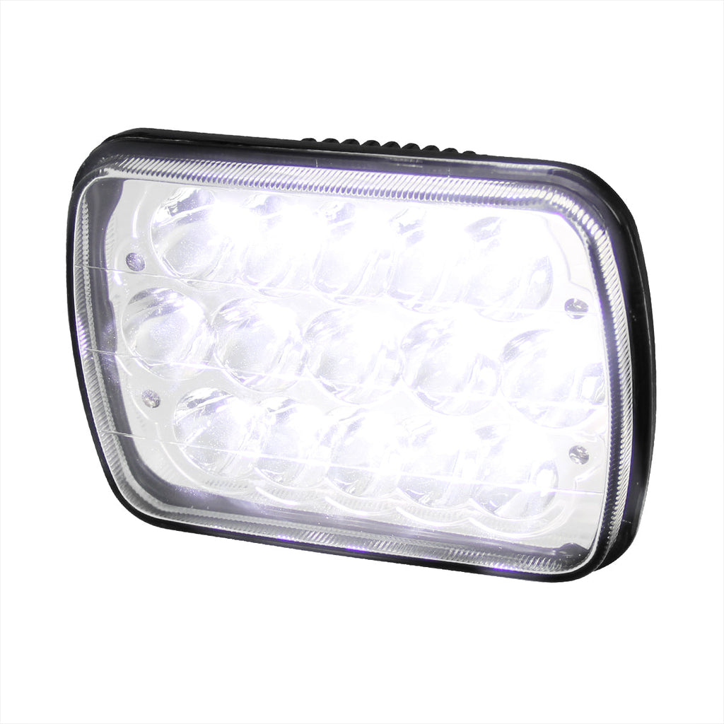 Universal 7"x6" 15-LED Sealed Beam Headlights w/ H4 Plug (Black Aluminum Housing/PMMA Lens)