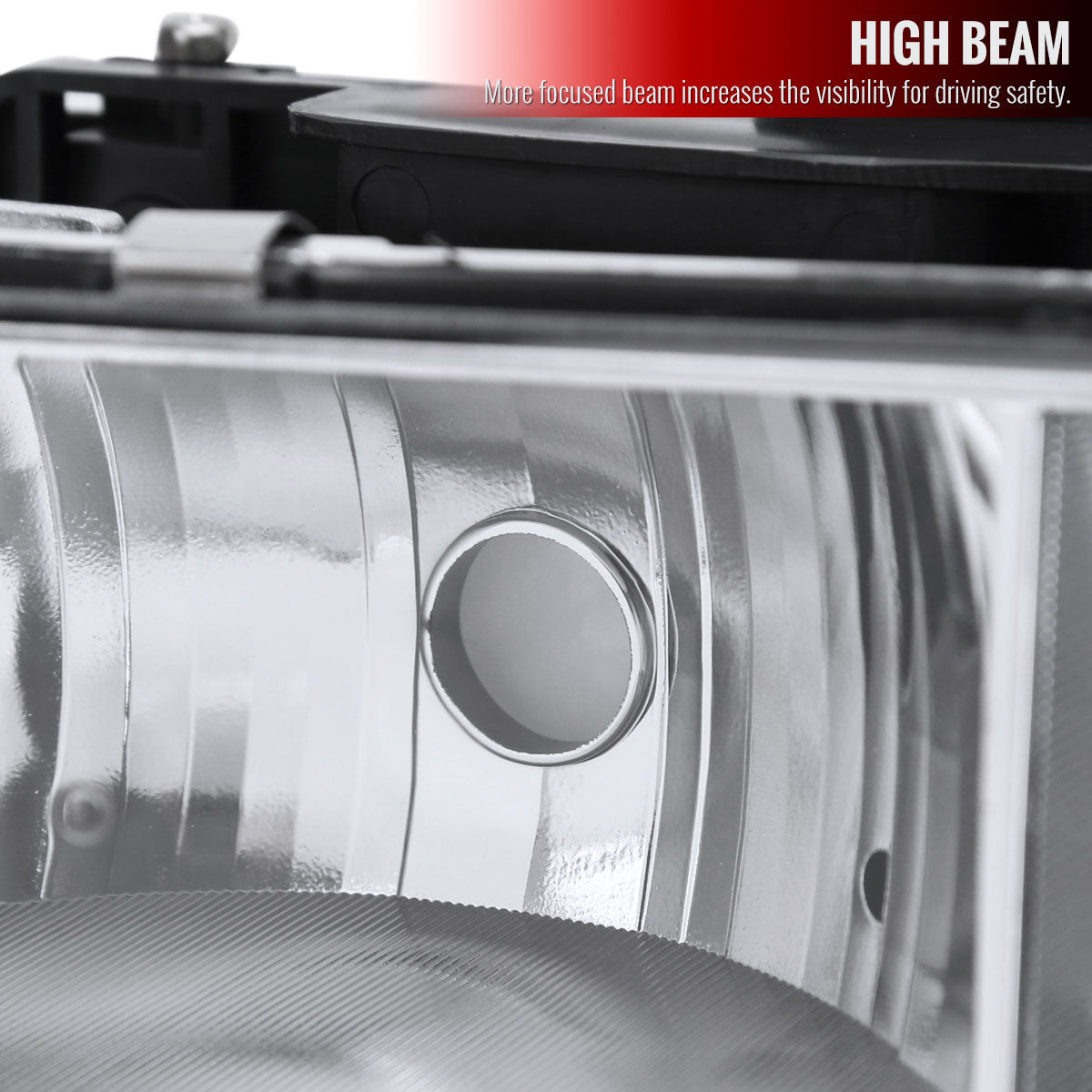 1988-1998 Chevrolet C/K C10/Tahoe/Suburban/Silverado GMC Sierra/Yukon/Suburban LED Bar Crystal Headlights (Chrome Housing/Clear Lens)