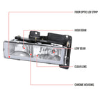 1988-1998 Chevrolet C/K C10/Tahoe/Suburban/Silverado GMC Sierra/Yukon/Suburban LED Bar Crystal Headlights (Chrome Housing/Clear Lens)