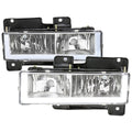 1988-1998 Chevrolet C/K C10/Tahoe/Suburban/Silverado GMC Sierra/Yukon/Suburban LED Bar Crystal Headlights (Chrome Housing/Clear Lens)