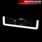 1988-1998 Chevrolet C/K C10/Tahoe/Suburban/Silverado GMC Sierra/Yukon/Suburban LED Bar Crystal Headlights (Chrome Housing/Smoked Lens)