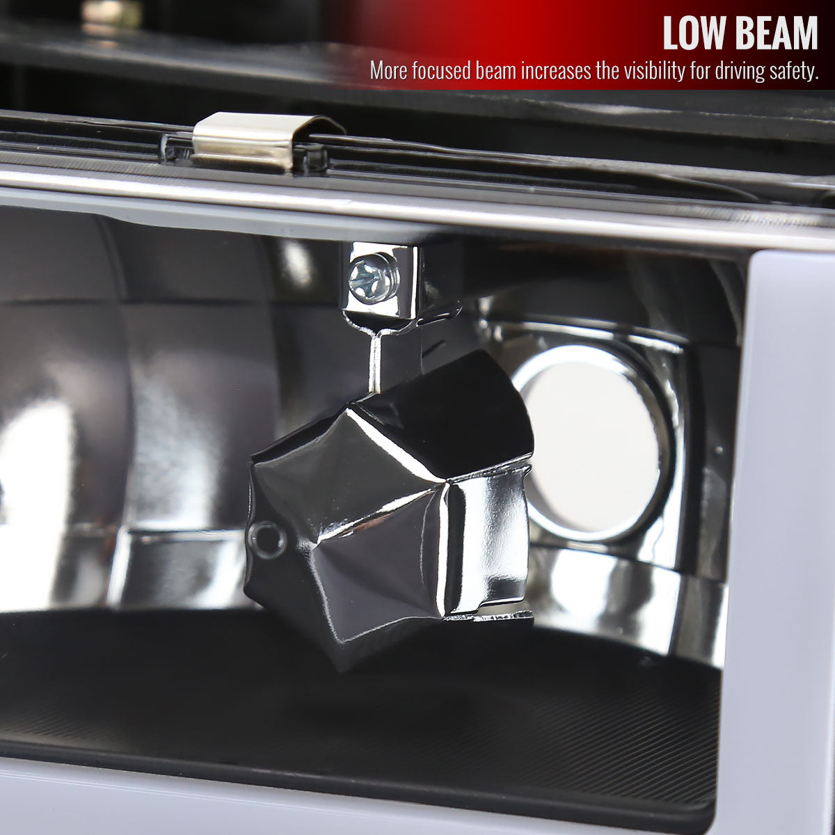1988-1998 Chevrolet C/K C10/Tahoe/Suburban/Silverado GMC Sierra/Yukon/Suburban LED Bar Crystal Headlights (Matte Black Housing/Clear Lens)