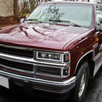 1988-1998 Chevrolet C/K C10/Tahoe/Suburban/Silverado GMC Sierra/Yukon/Suburban LED Bar Crystal Headlights (Matte Black Housing/Clear Lens)