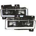 1988-1998 Chevrolet C/K C10/Tahoe/Suburban/Silverado GMC Sierra/Yukon/Suburban LED Bar Crystal Headlights (Matte Black Housing/Clear Lens)