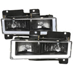 1988-1998 Chevrolet C/K C10/Tahoe/Suburban/Silverado GMC Sierra/Yukon/Suburban LED Bar Crystal Headlights (Matte Black Housing/Clear Lens)