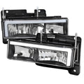 1988-1998 Chevrolet/GMC C10 C/K LED Strip Factory Style Headlights (Matte Black Housing/Clear Lens)