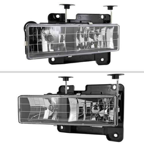 1988-1998 Chevrolet C/K C10/Tahoe/Suburban/Silverado GMC Sierra/Yukon/Suburban Crystal Headlights (Matte Black Housing/Clear Lens)