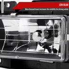 1988-1998 Chevrolet C/K C10/Tahoe/Suburban/Silverado GMC Sierra/Yukon/Suburban Crystal Headlights (Matte Black Housing/Clear Lens)