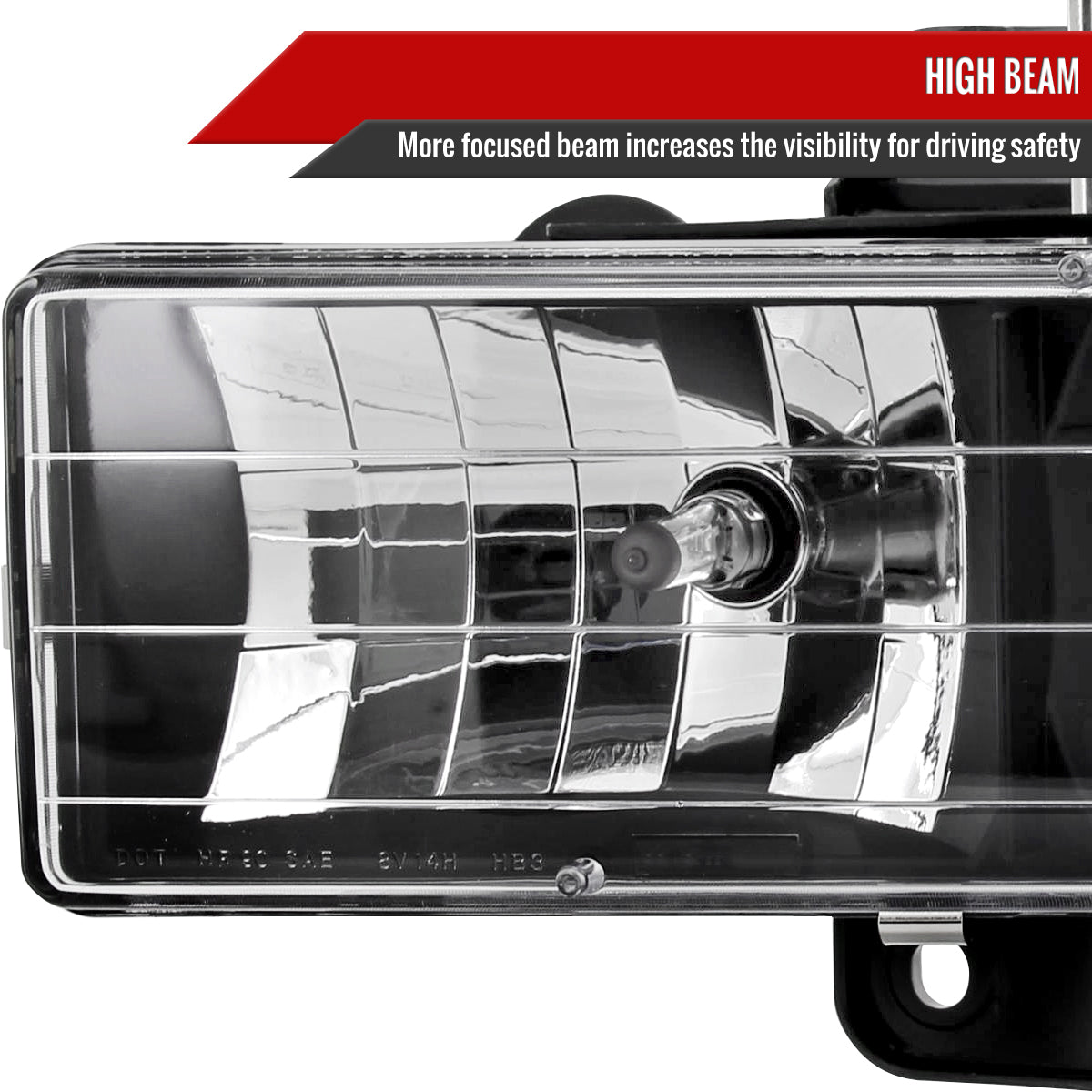 1988-1998 Chevrolet C/K C10/Tahoe/Suburban/Silverado GMC Sierra/Yukon/Suburban Crystal Headlights (Matte Black Housing/Clear Lens)