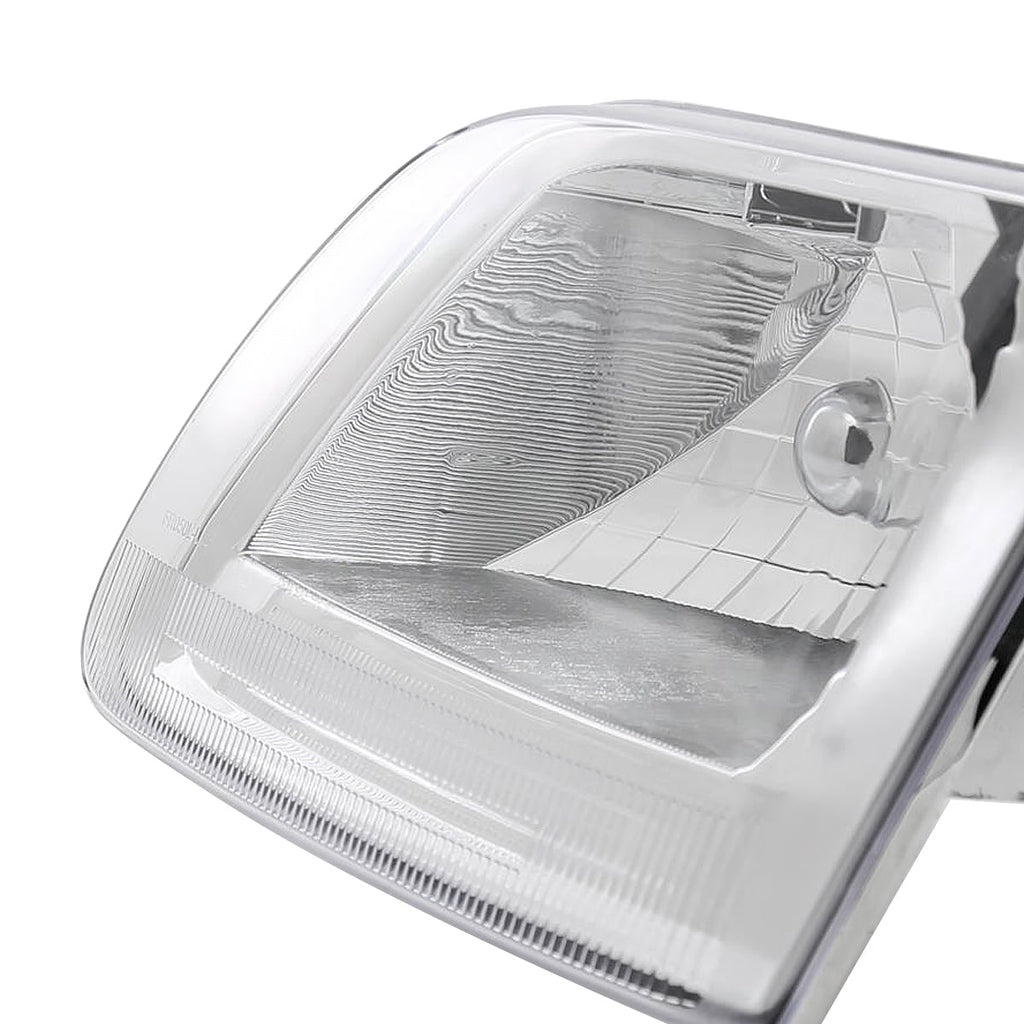 1997-2004 Ford F-150/Expedition Factory Style Crystal Headlights (Chrome Housing/Clear Lens)