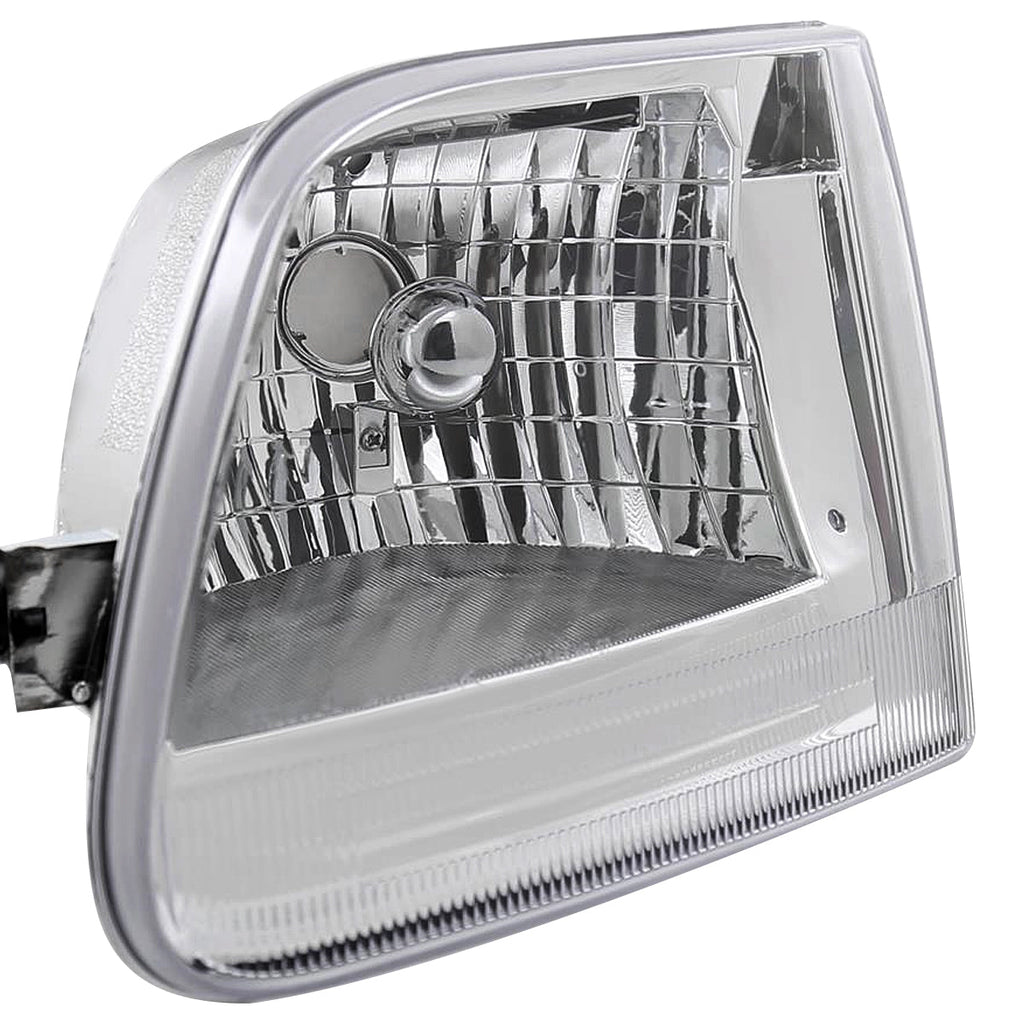 1997-2004 Ford F-150/Expedition Factory Style Crystal Headlights (Chrome Housing/Clear Lens)