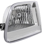 1997-2004 Ford F-150/Expedition Factory Style Crystal Headlights (Chrome Housing/Clear Lens)
