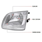 1997-2004 Ford F-150/Expedition Factory Style Crystal Headlights (Chrome Housing/Clear Lens)