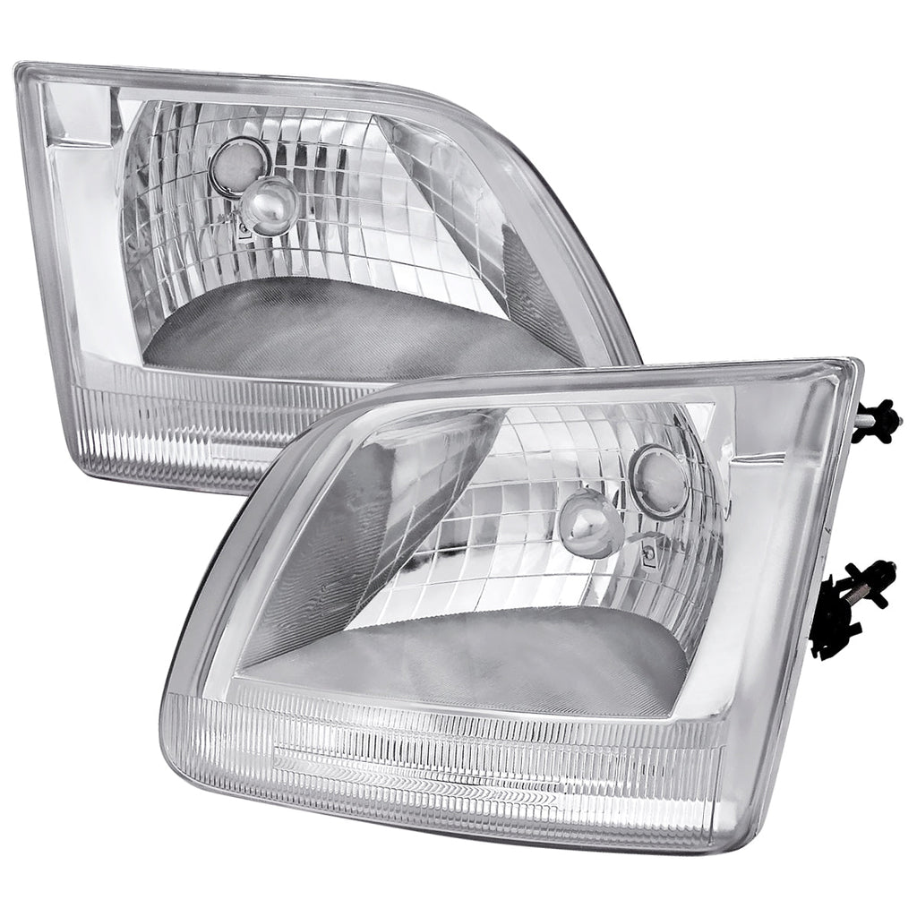 1997-2004 Ford F-150/Expedition Factory Style Crystal Headlights (Chrome Housing/Clear Lens)