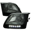 1997-2004 Ford F-150/Expedition Factory Style Headlights w/ SMD LED Light Strip (Chrome Housing/Smoked Lens)