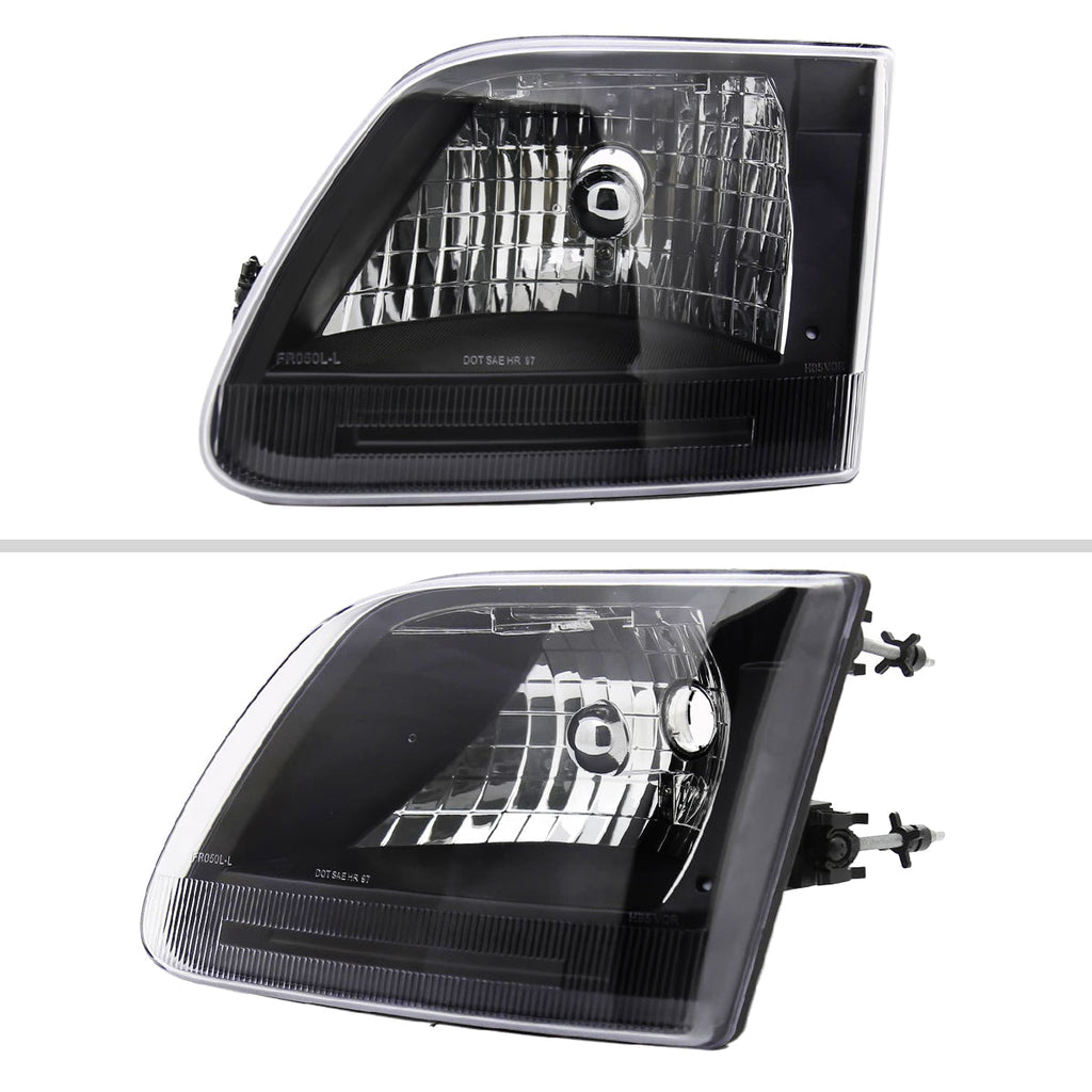 1997-2004 Ford F-150/Expedition Factory Style Crystal Headlights (Matte Black Housing/Clear Lens)